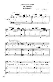 Partition Le verger (G Major: haut voix et piano), 3 Mélodies, deux duos et un trio