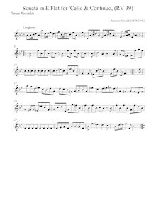 Partition ténor enregistrement  , partie, violoncelle Sonata en E-flat major par Antonio Vivaldi