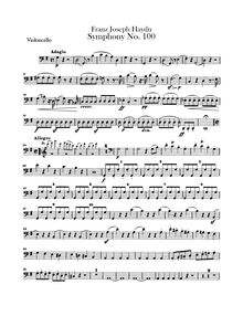 Partition violoncelles, Symphony No.100 en G major, “militaire”