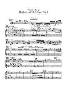 Partition hautbois 1/2, anglais cor, Alternates to cover chœur, Daphnis et Chloé  No.1