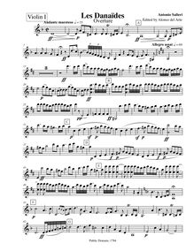 Partition violons I, Les Danaïdes, Salieri, Antonio
