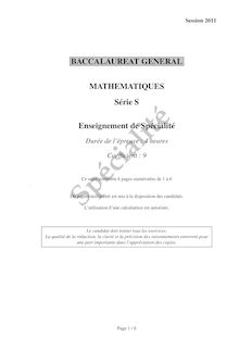 Sujet du bac S 2011: Mathématique Spécialité