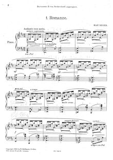 Partition complète, 4 Piano pièces, Reger, Max