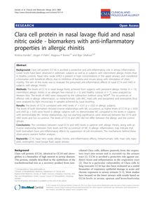 Clara cell protein in nasal lavage fluid and nasal nitric oxide - biomarkers with anti-inflammatory properties in allergic rhinitis