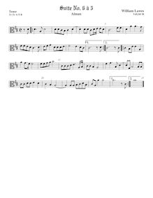 Partition ténor viole de gambe 2, alto clef, Airs et Fantasia pour 5 violes de gambe par William Lawes