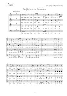 Partition choral Score (SAAB), Kolęda: Najświętsza Panienka, Kowalewski, Jakub
