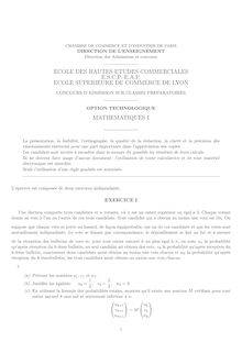 Mathématiques I 2001 Classe Prepa HEC (STG) HEC