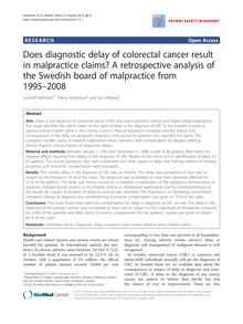 Does diagnostic delay of colorectal cancer result in malpractice claims? A retrospective analysis of the Swedish board of malpractice from 1995–2008