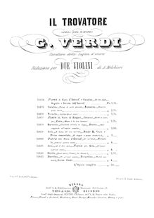 Partition violons I et II parties, Il Trovatore, Verdi, Giuseppe