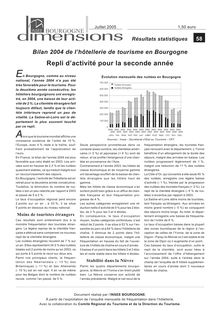 Bilan 2004 de l hôtellerie de tourisme en Bourgogne : Repli d activité pour la seconde année 