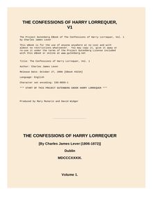 The Confessions of Harry Lorrequer — Volume 1