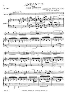 Partition de piano et flûte , partie, flûte Concerto, Molique, Bernhard