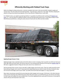 Efficiently Working with Flatbed Truck Tarps