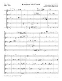 Partition , Tra queste verdi fronde (SSAAA flûtes), madrigaux pour 5 voix
