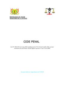 Niger - Code penal 2003 (loi n°2003-025 du 13 juin 2003) (www ...