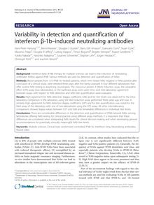 Variability in detection and quantification of interferon β-1b–induced neutralizing antibodies