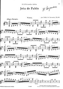 Partition de violon, Jota de Pablo, Op.52, Sarasate, Pablo de
