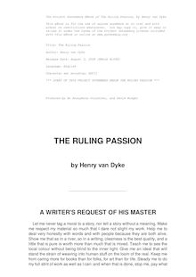 The Ruling Passion; tales of nature and human nature