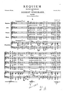 Partition complète, Requiem, Op.148, Schumann, Robert