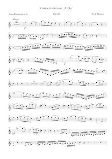Partition clarinette solo (en A), clarinette Concerto, A major, Mozart, Wolfgang Amadeus par Wolfgang Amadeus Mozart