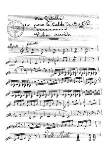 Partition violons II, Le calife de Bagdad, Opéra comique en un acte par François Adrien Boieldieu