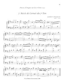 Partition , Récit de Cornet du 7e Ton, Pièces d’orgue sur les 8 tons
