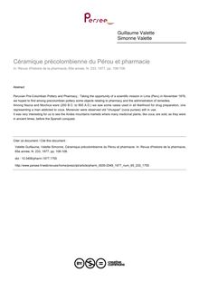 Céramique précolombienne du Pérou et pharmacie - article ; n°233 ; vol.65, pg 106-108