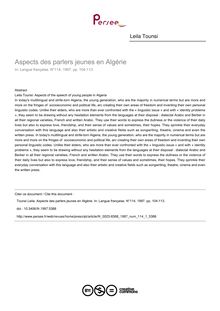 Aspects des parlers jeunes en Algérie - article ; n°1 ; vol.114, pg 104-113
