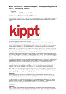 Kippt Announces Growth from Open Developer Ecosystem at Slush Conference, Helsinki