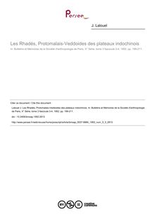 Les Rhadés, Protomalais-Veddoides des plateaux indochinois - article ; n°3 ; vol.3, pg 199-211