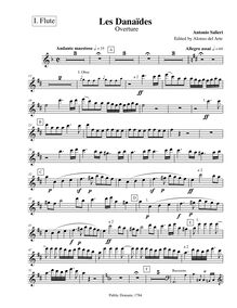 Partition flûte 1, Les Danaïdes, Salieri, Antonio