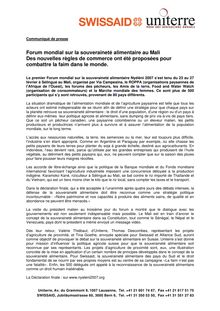 Forum mondial sur la souveraineté alimentaire au Mali Des ...