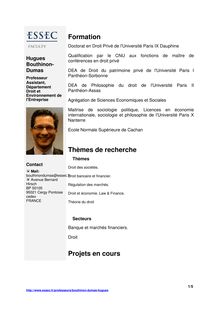 Bouthinon-Dumas - Formation Thèmes de recherche Projets en cours