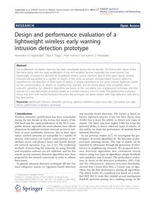 Design and performance evaluation of a lightweight wireless early warning intrusion detection prototype