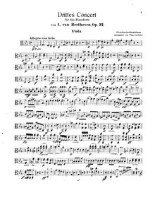 Partition viole de gambe, Piano Concerto No.3, C Minor, Beethoven, Ludwig van