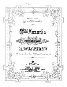 Partition complète, Mazurka No.3, Balakirev, Mily