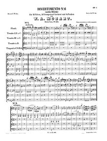 Partition complète, Divertimento, Divertimento No.6, C major, Mozart, Wolfgang Amadeus