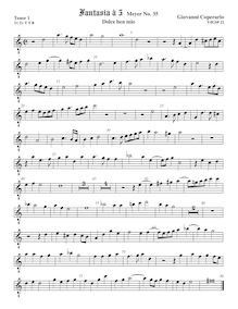 Partition ténor viole de gambe 1, octave aigu clef, Fantasia pour 5 violes de gambe, RC 45