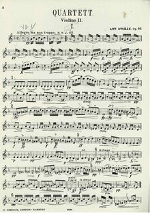 Partition violon 2, corde quatuor No.12, Op.96, American, F major
