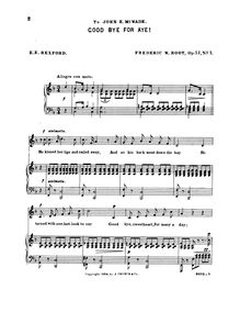 Partition , Good Bye pour Aye!, 2 chansons, Eben Eugene Rexford (1848–1916) Composer