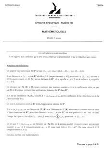 Mathématiques 2 2001 Classe Prepa TSI Concours Instituts Nat. Polytechniques (INP - ENSI)