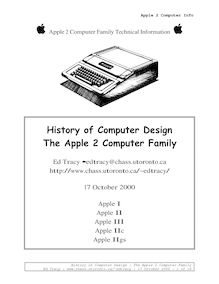 History of Computer Design The Apple 2 Computer Family