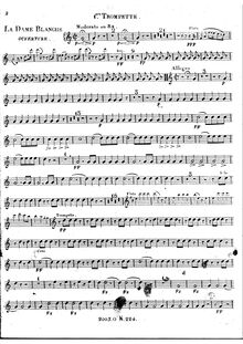 Partition trompette 1, 2 (D), La dame blanche, Opéra-comique en trois actes