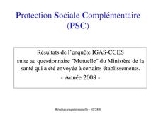 Présentation de l ’étude sur la protection sociale complémentaire des personnels des établissements