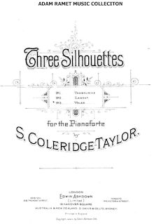 Partition complète, 3 Silhouettes pour piano, Op.38, Coleridge-Taylor, Samuel
