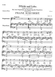 Partition voix + partition de piano, Pflicht und Liebe (fragment), D.467