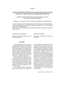 CARACTERIZACIÓN GENÉTICA DE LOS BOVINOS CRIOLLOS DEL URUGUAY. II. ESTUDIO DE SU VARIABILIDAD GENÉTICA (GENETIC CHARACTERIZATION OF URUGUAYAN CREOLE CATTLE. II. STUDY OF ITS GENETIC VARIABILITY)