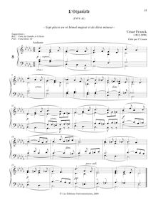 Partition Sept pièces en ré bémol majeur et do dièse mineur, L organiste