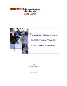 LE DILEMME ÉTHIQUE DE LA COOPÉRATION AU TRAVAIL : LA GESTION ...