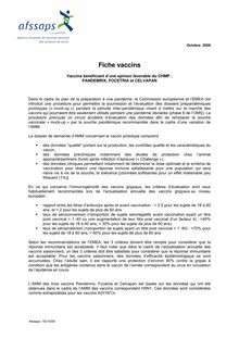 Vaccins bénéficiant d’une opinion favorable du CHMP : PANDEMRIX, FOCETRIA et CELVAPAN 16/10/2009